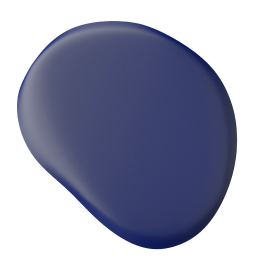 A paint chip featuring the Ink Blue color